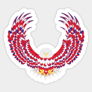 Blue red and white bald eagle Sticker